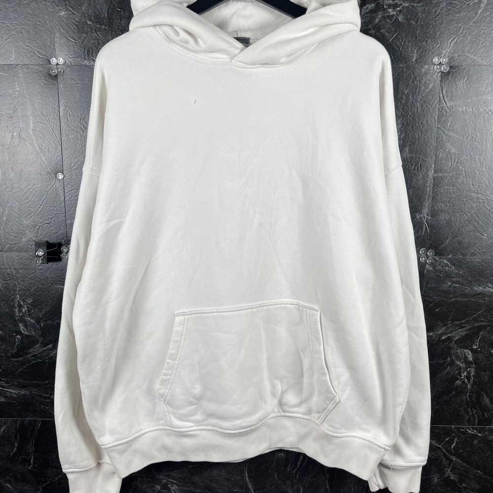 Abercrombie&Fitch Men's White Soft A&F Fleece Hoodie Large